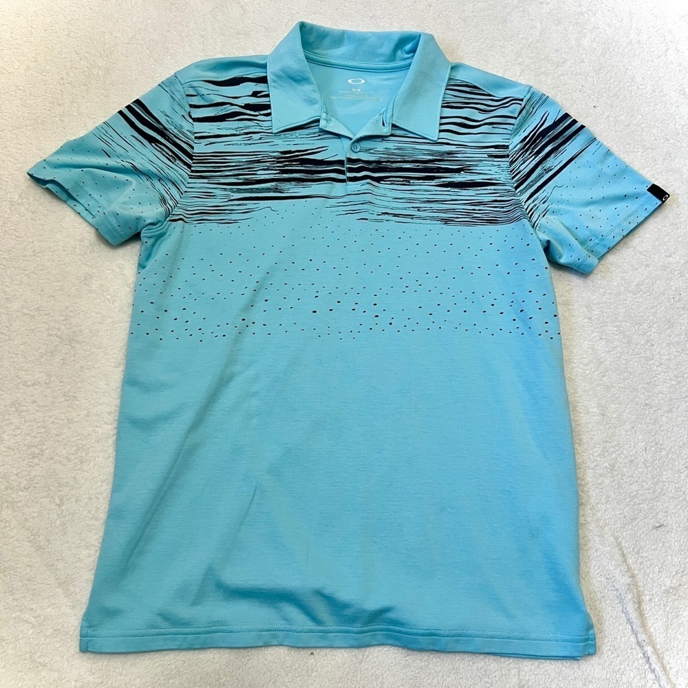 Oakley Men's Azalea Striped Golf Polo Short Sleeve Top - Medium